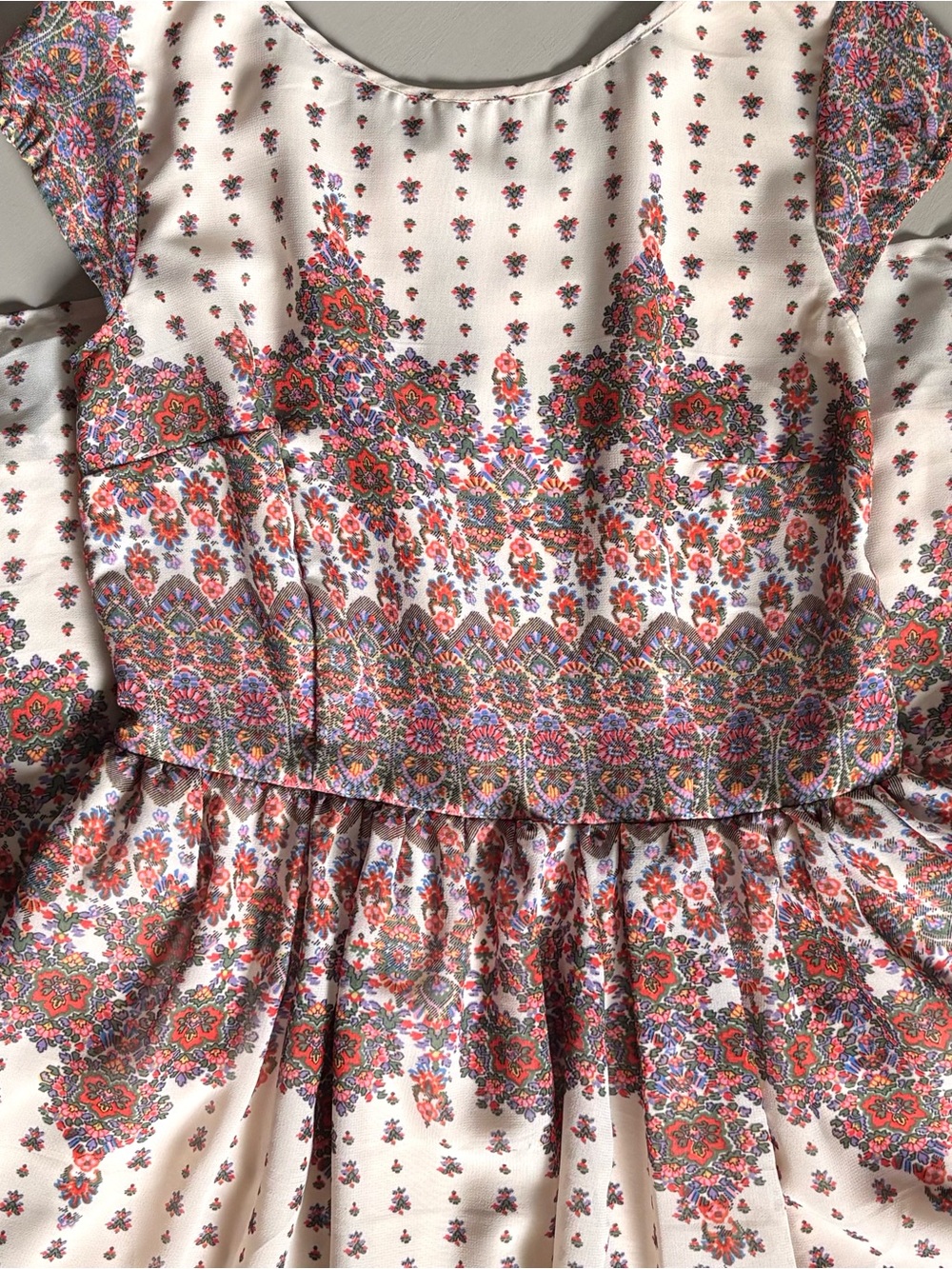 ESHAKTI Cap Sleeves Boho Floral Paisley Smocked Waist Tiered Skirted Maxi Dress - Picture 2 of 14